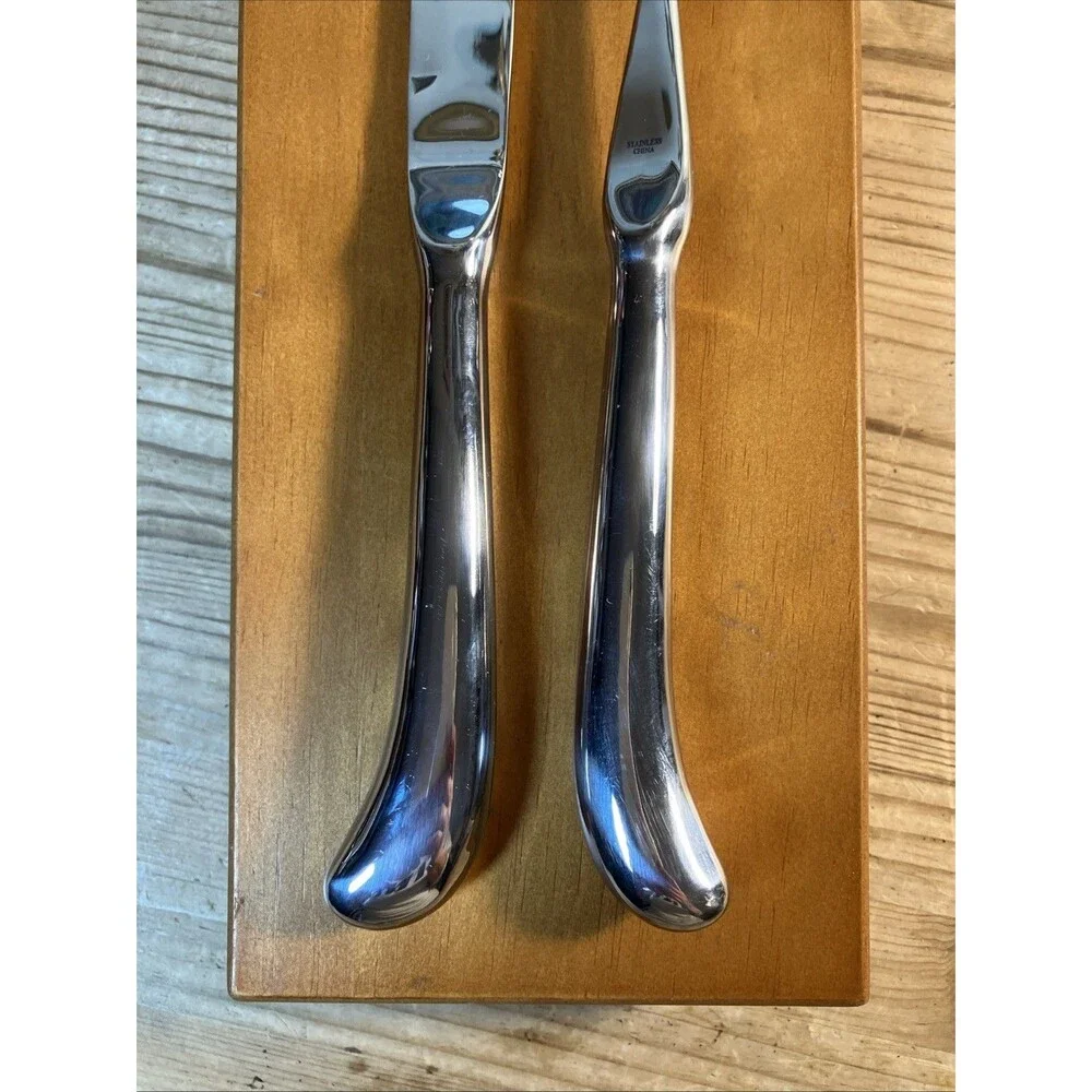 Gourmet Buffet 2 Piece Fork Knife Stainless Steel Carving Set In Walnut Wood Box